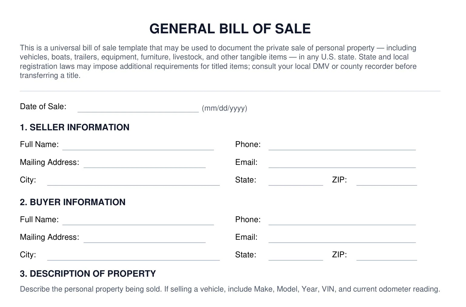 bill of sale preview