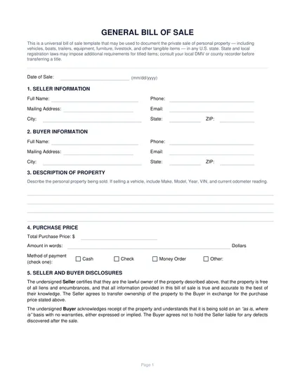 bill of sale template
