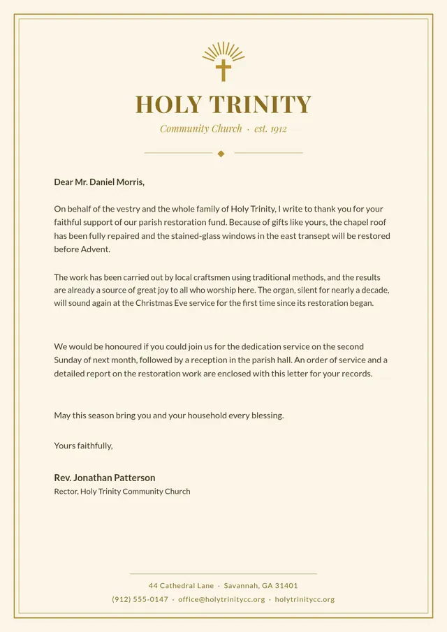 gold church letterhead template