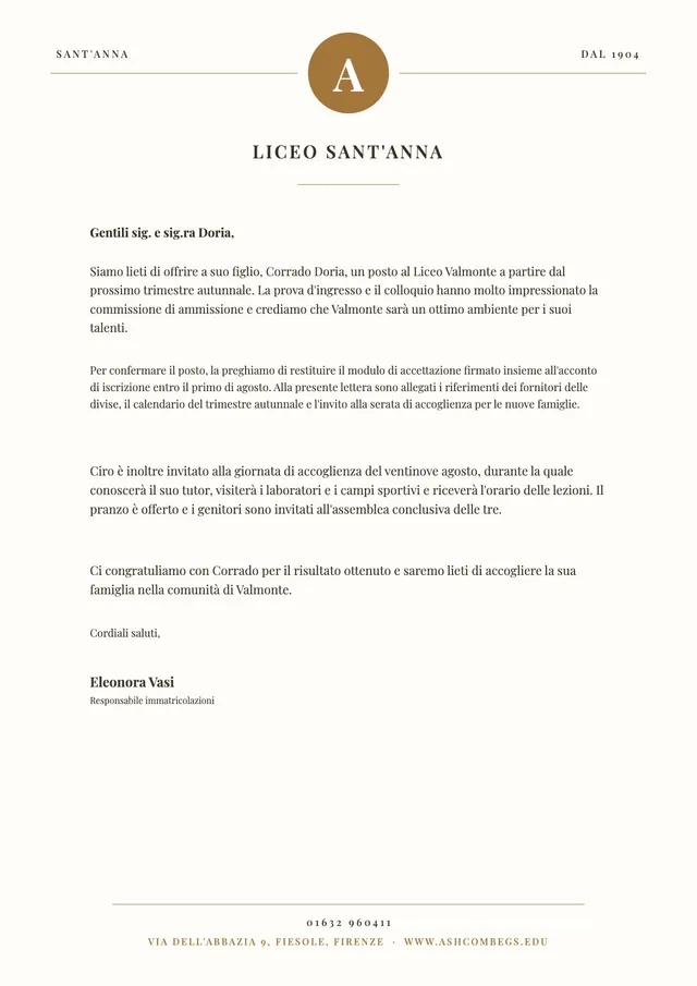 Modello di carta intestata per scuola tradizionale