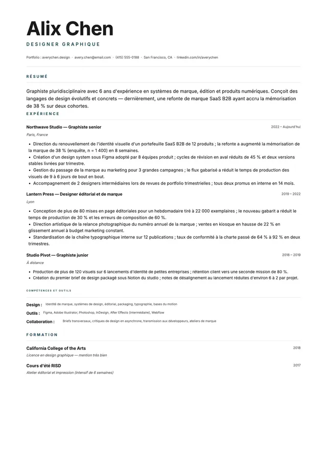 CV de graphiste