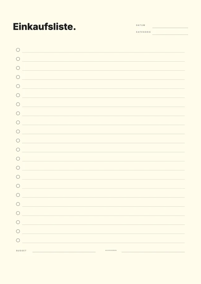 Universelle Einkaufsliste