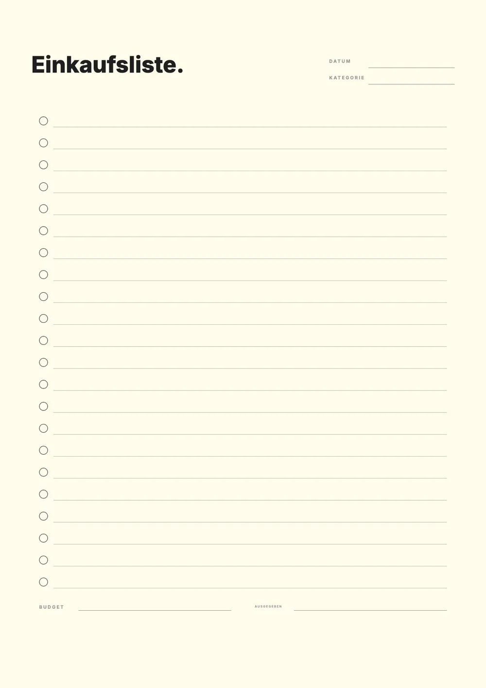 Universelle Einkaufsliste