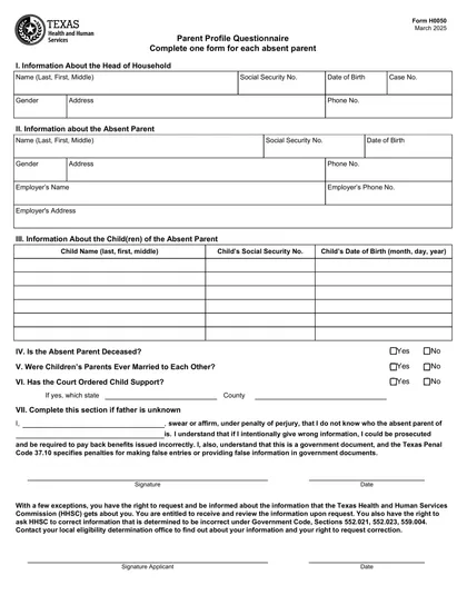 h-0050 form