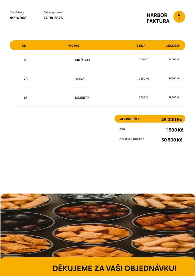 Harbor – vzor faktury za catering