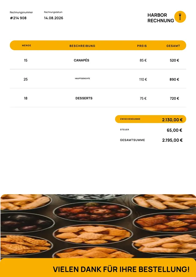 Maritime Catering-Rechnung
