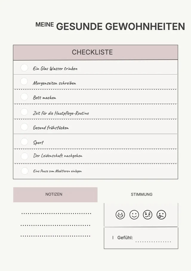 Checkliste für gesunde Gewohnheiten