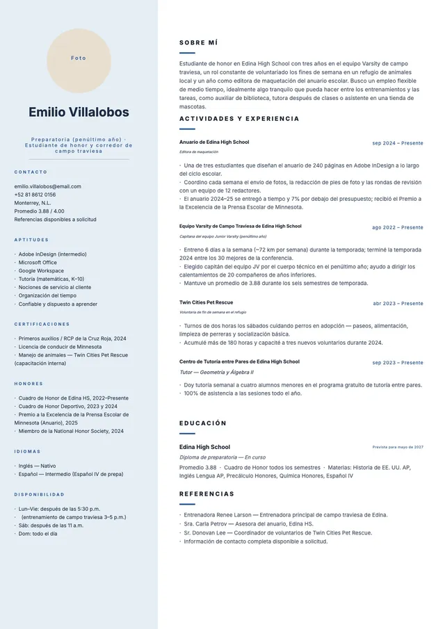 Currículum para estudiantes de penúltimo año de bachillerato