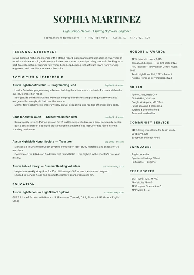 high-school-senior-resume form