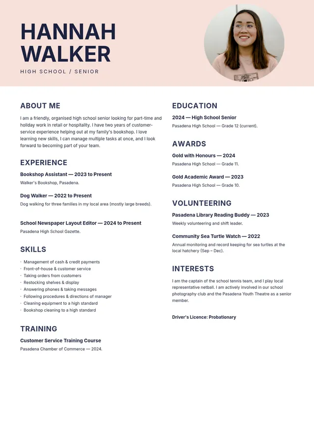 high-school-student-resume form