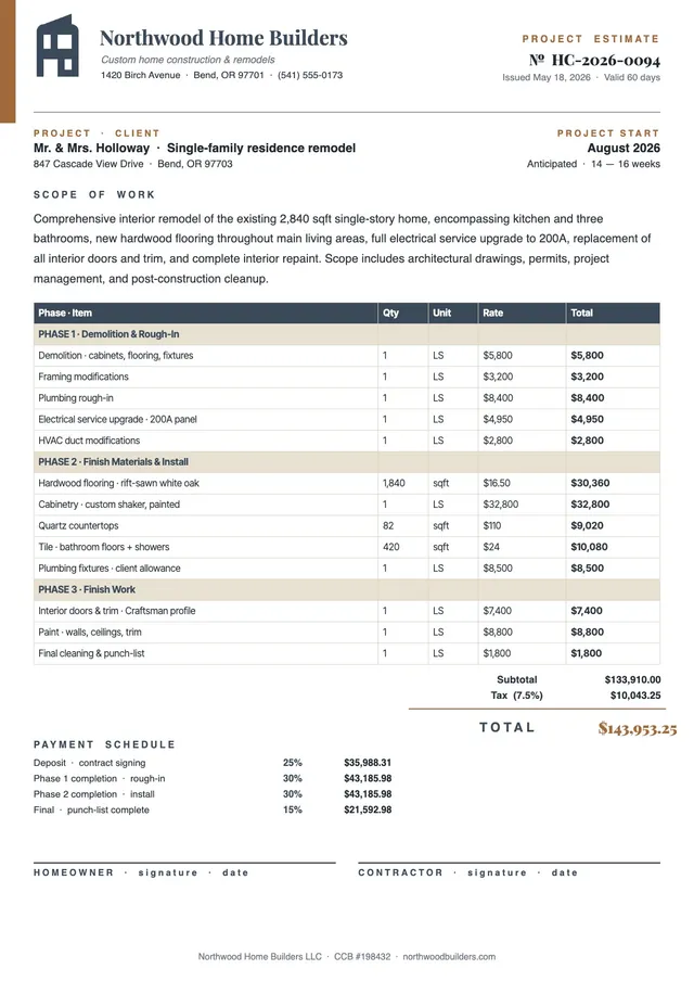 home-construction-estimate form