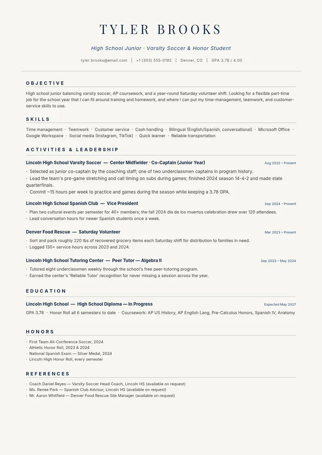 honor-student-resume form