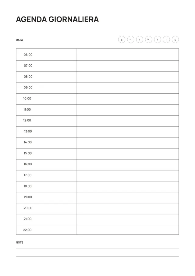 Agenda giornaliera oraria
