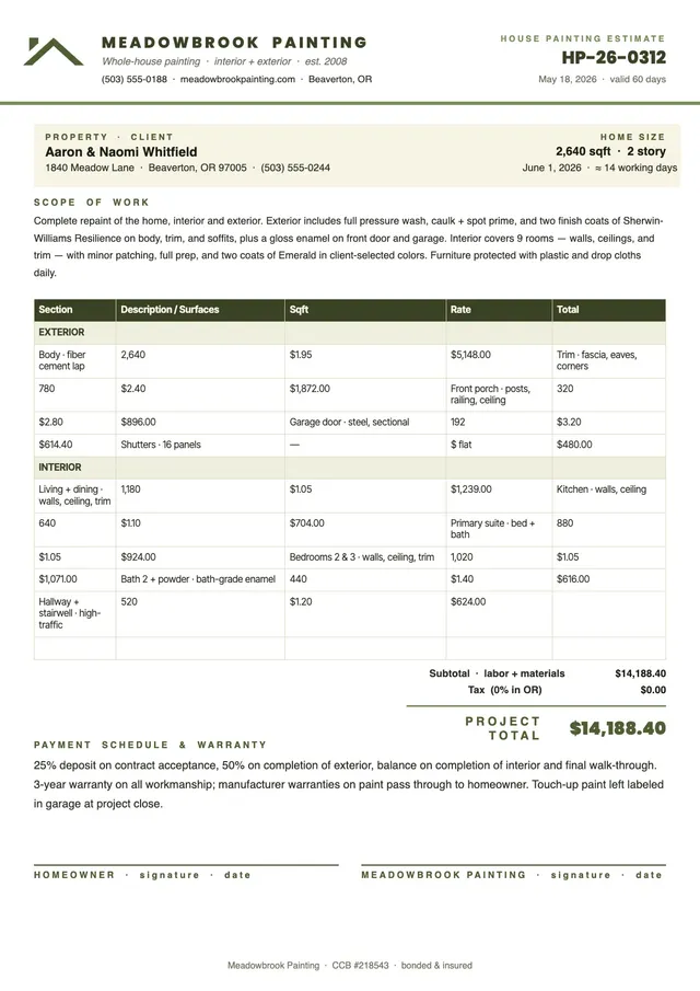 house-painting-estimate form