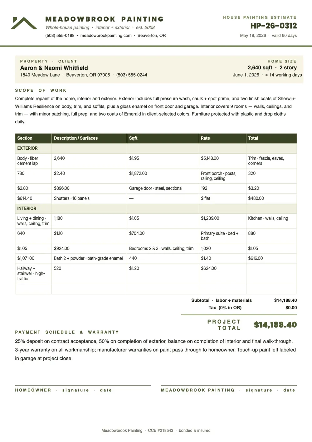 house-painting-estimate form