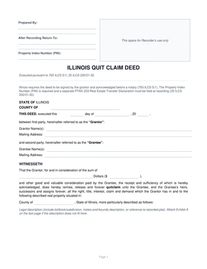 illinois quit claim deed form