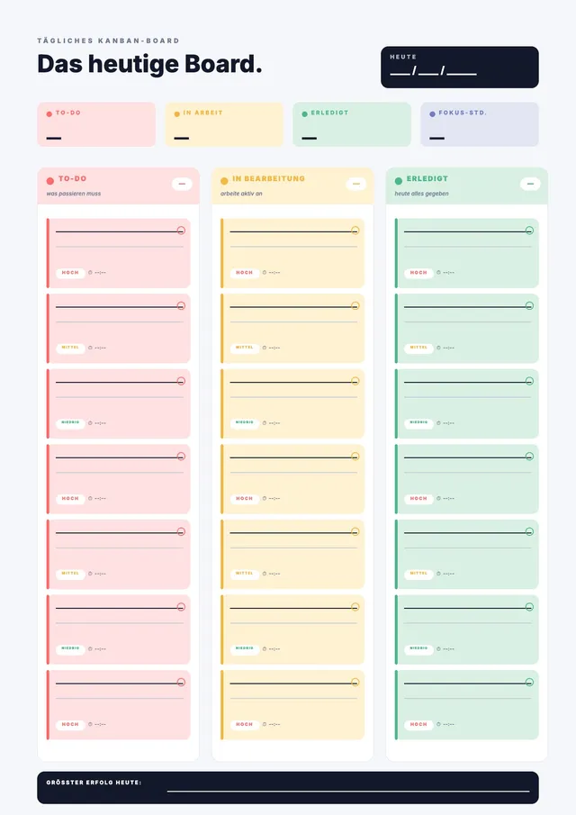 Tägliche To-do-Liste im Kanban-Stil
