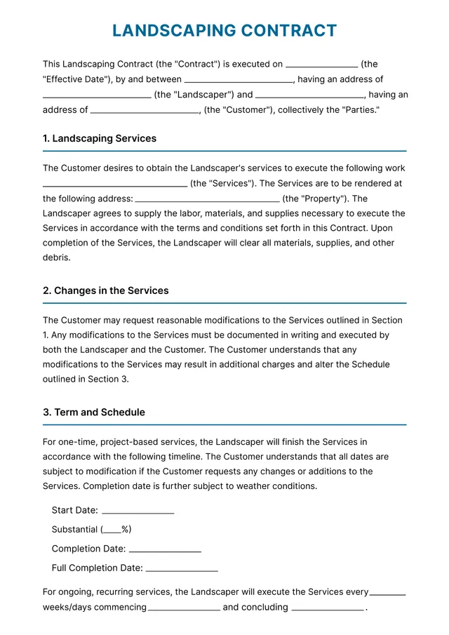 landscaping-contract form