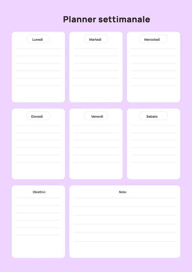 Agenda settimanale lavanda