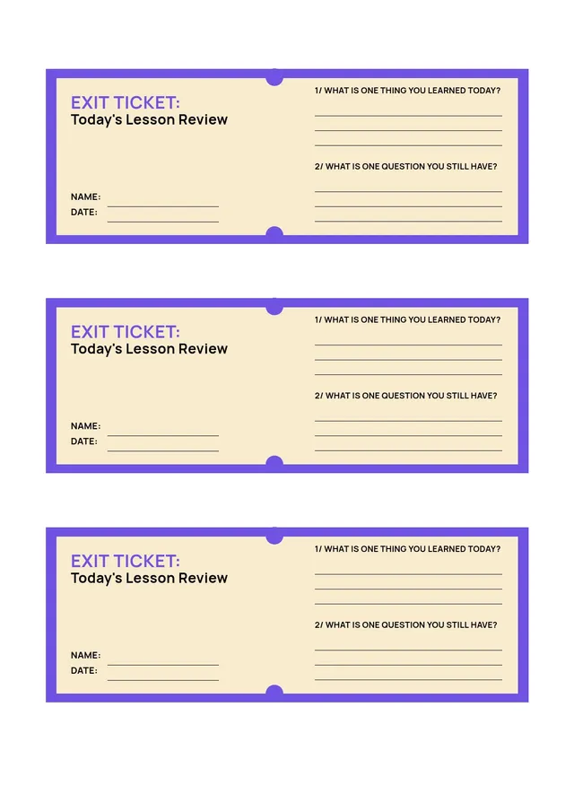 lesson exit ticket template