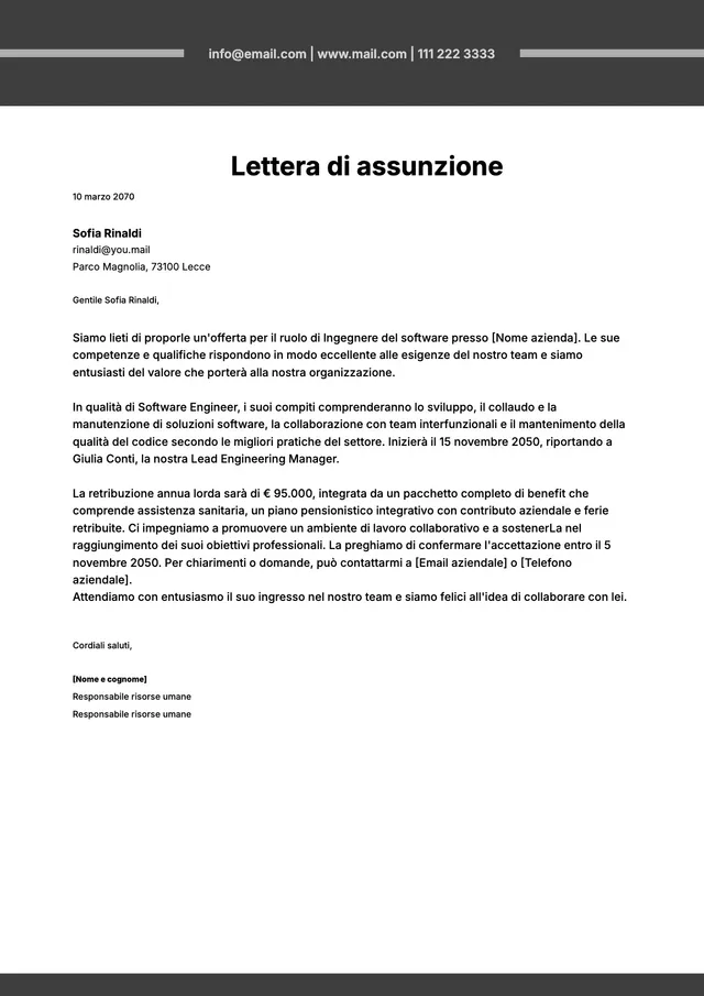 Attestato di lavoro