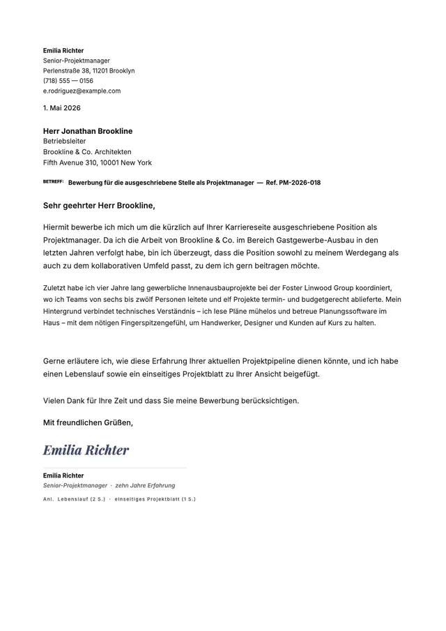 Interessenbekundung für eine Stelle