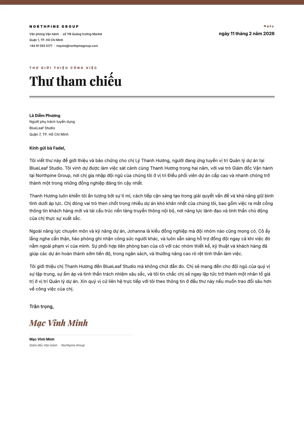 Mẫu thư giới thiệu nhân viên