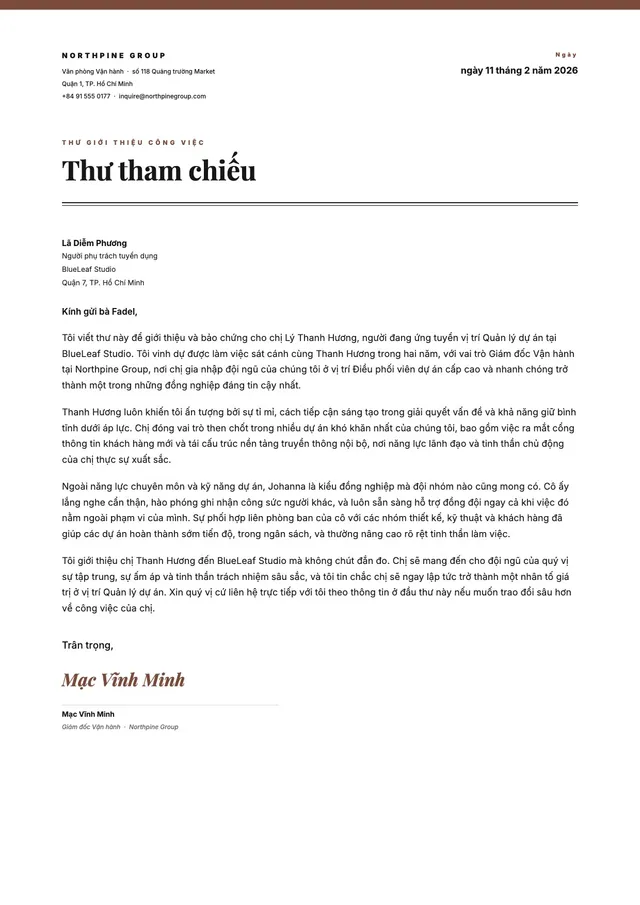Mẫu thư giới thiệu nhân viên