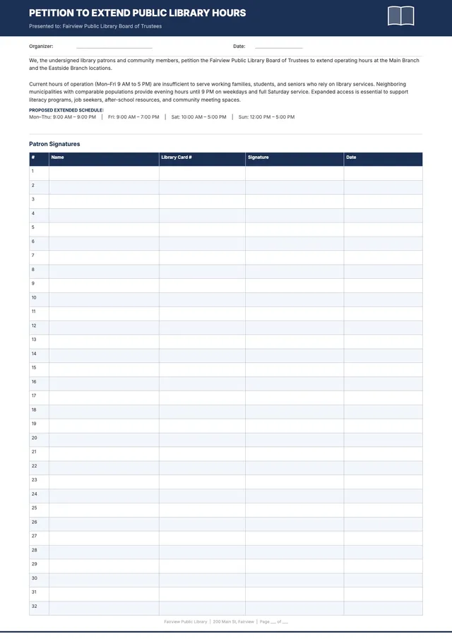 library-hours-petition form