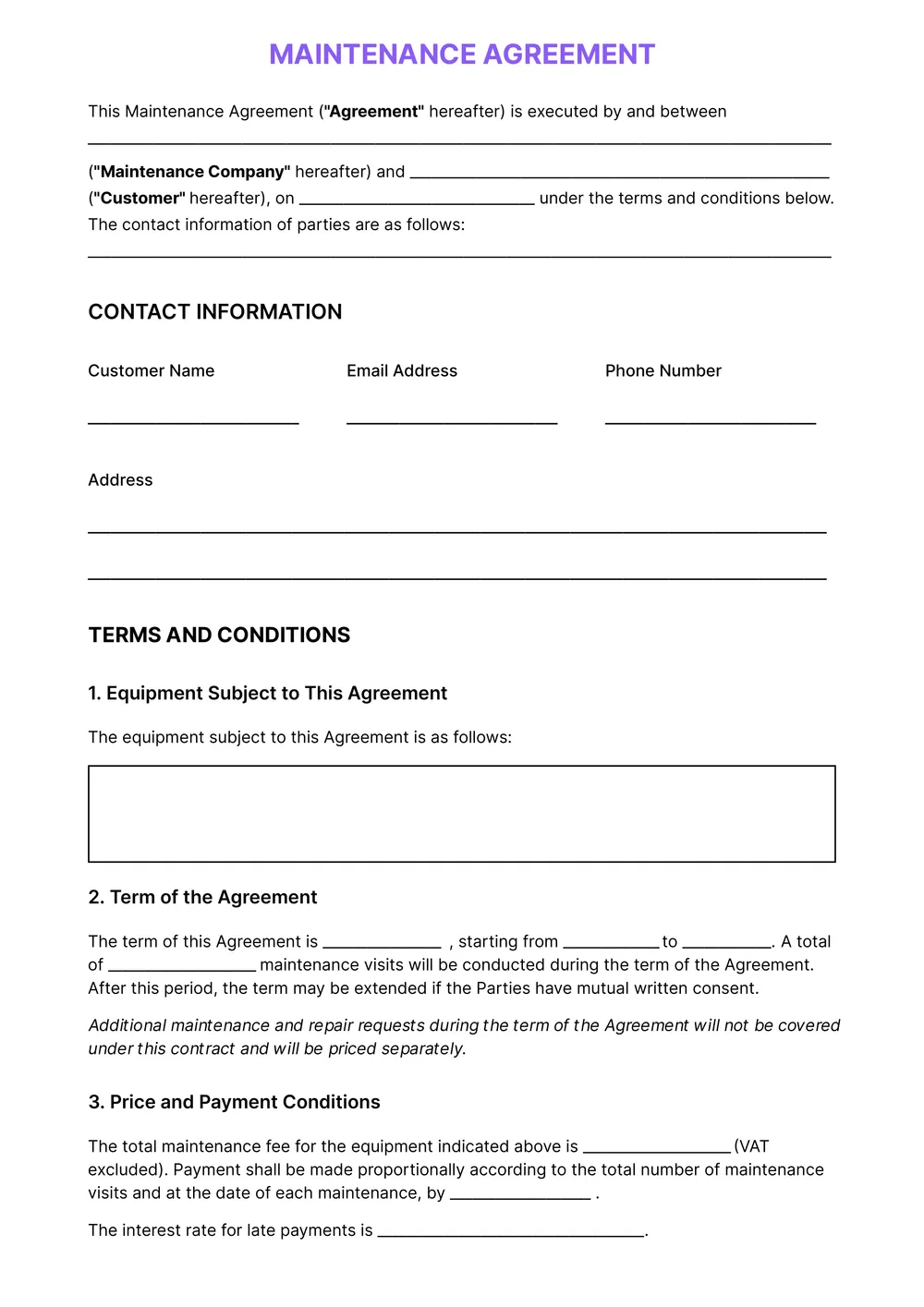 maintenance-contract form