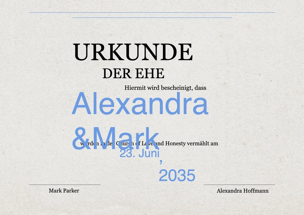 Heiratsurkunde-Vorlage