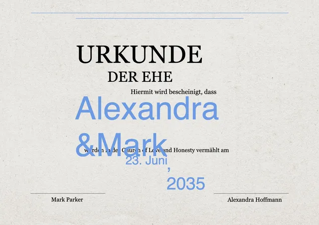 Heiratsurkunde-Vorlage