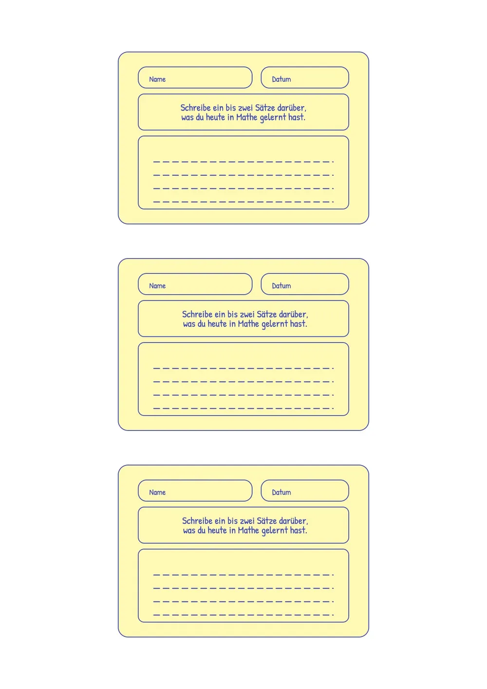 Exit-Ticket-Vorlage für Mathematik