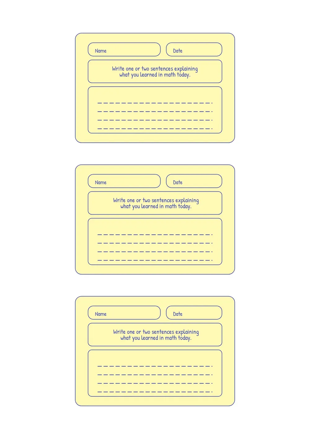 math exit ticket template