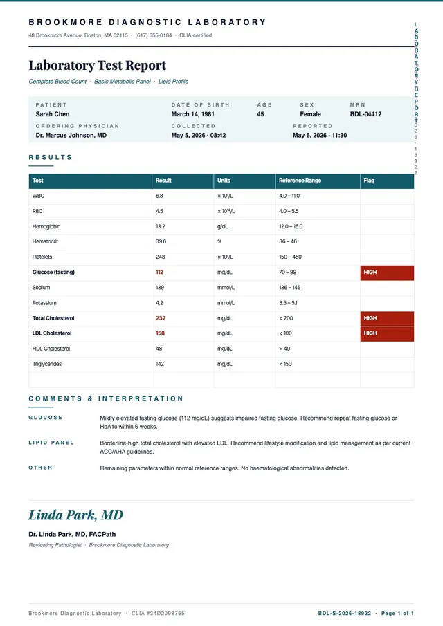 medical-lab-report form