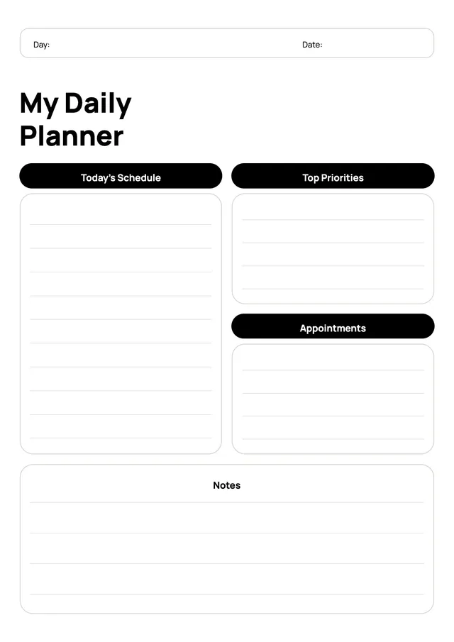 minimal-daily-planner form