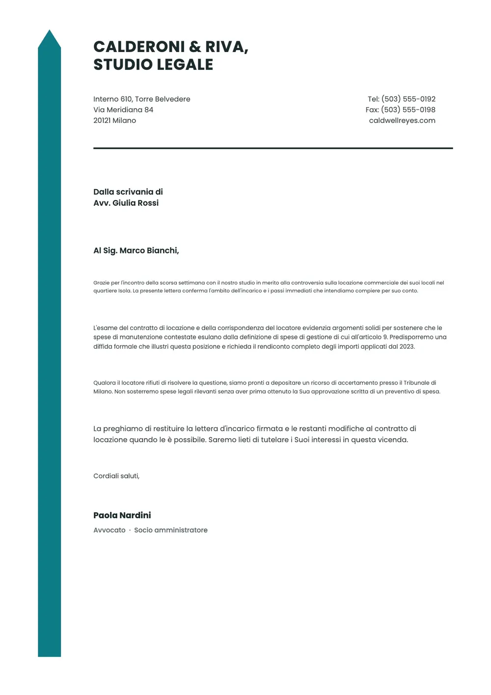 Modello di carta intestata per studio legale minimalista