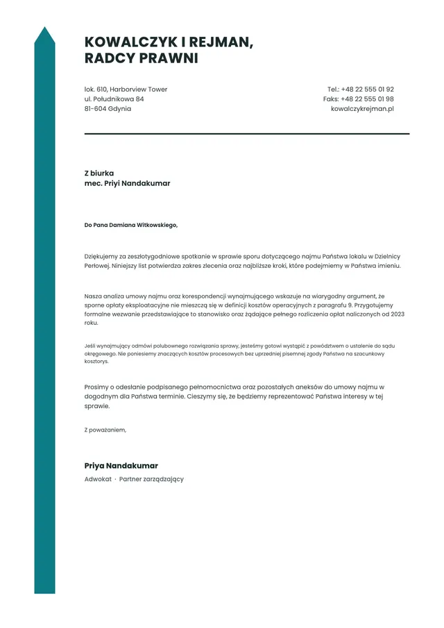 Minimalistyczny papier kancelarii prawnej – szablon