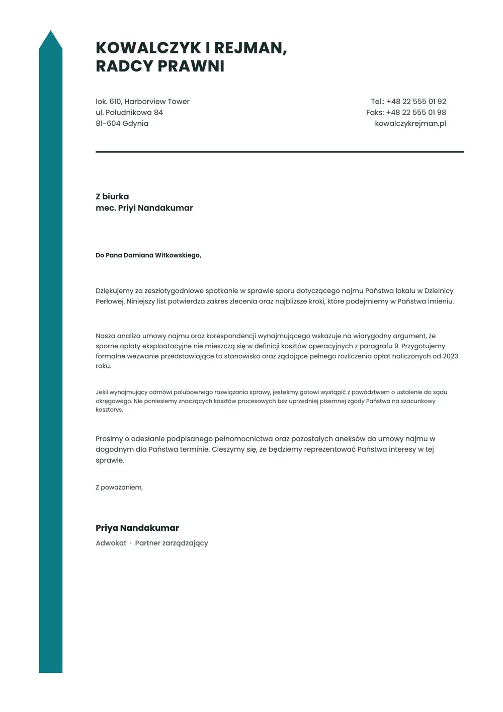 Minimalistyczny papier kancelarii prawnej – szablon