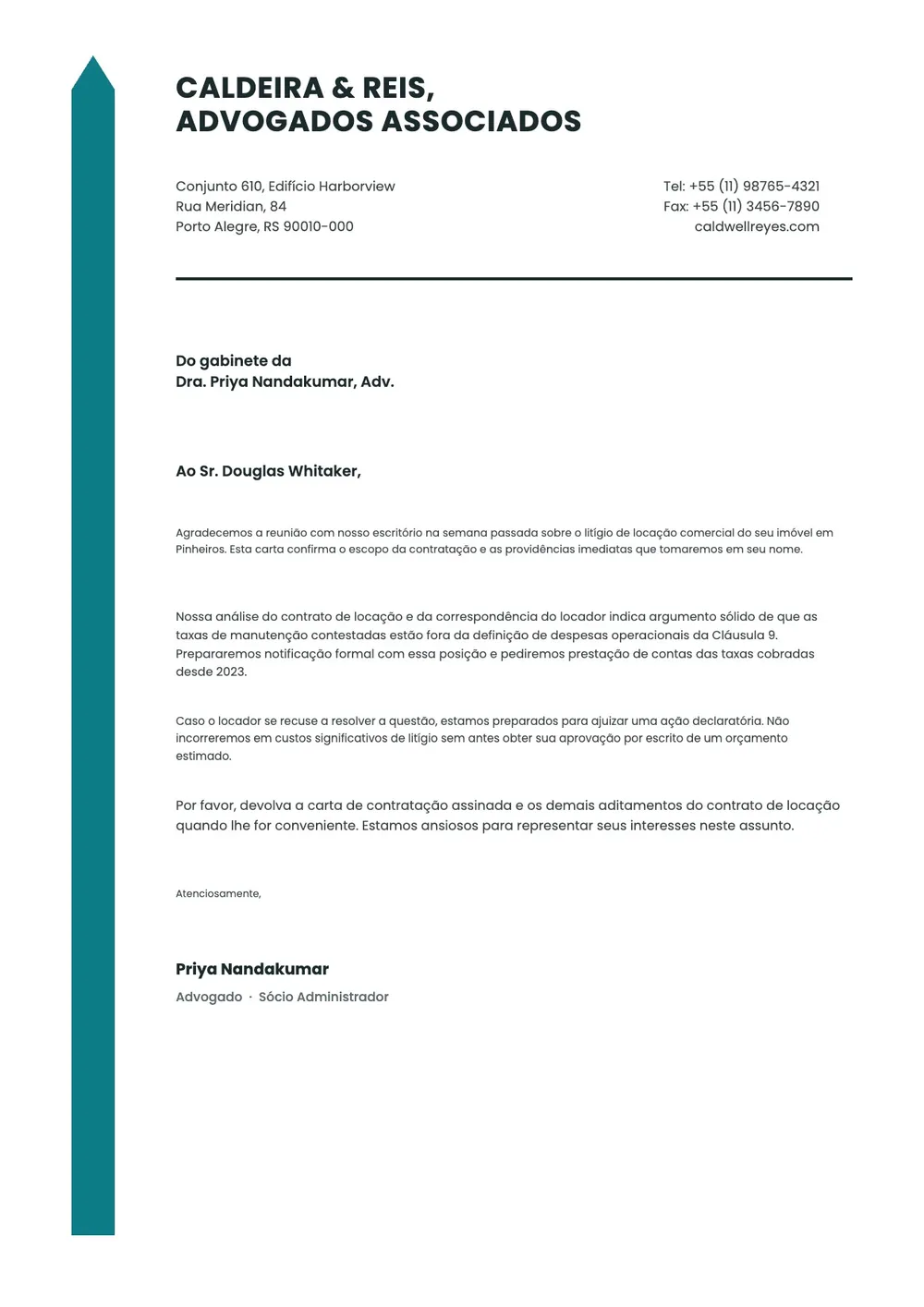 Modelo de papel timbrado minimalista para escritório de advocacia