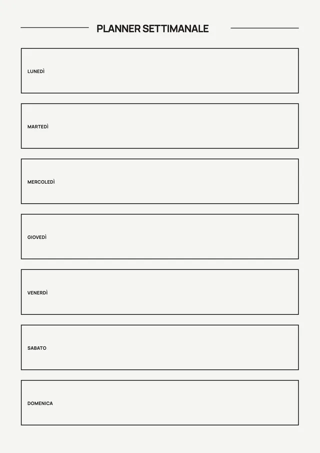 Agenda settimanale minimalista