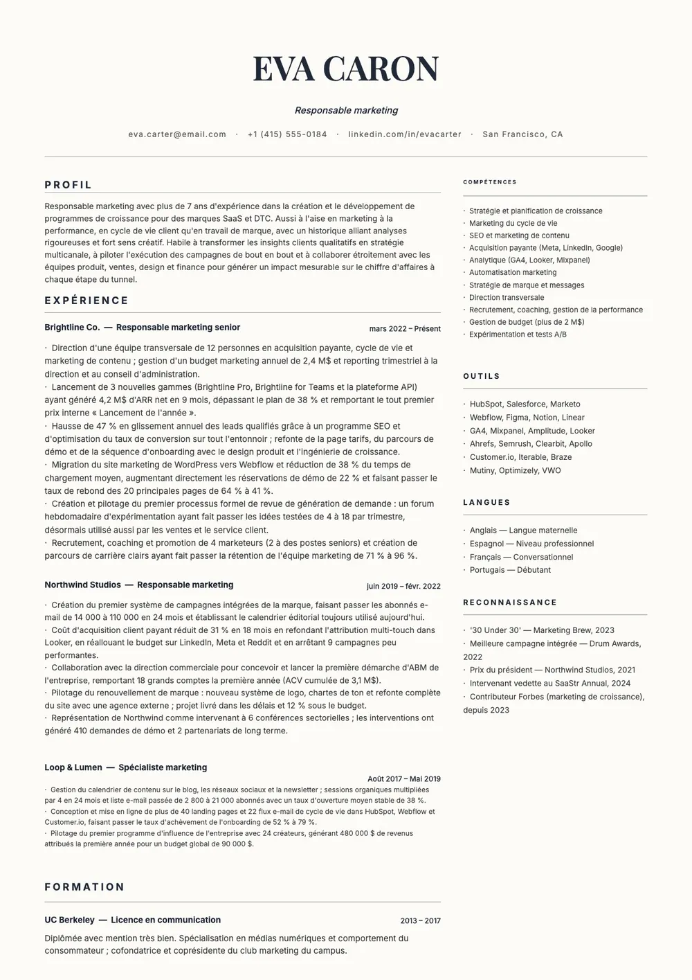 Modèle de CV minimaliste