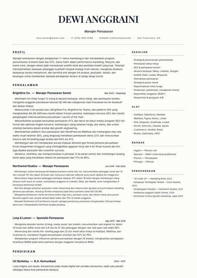 Templat CV Minimalis
