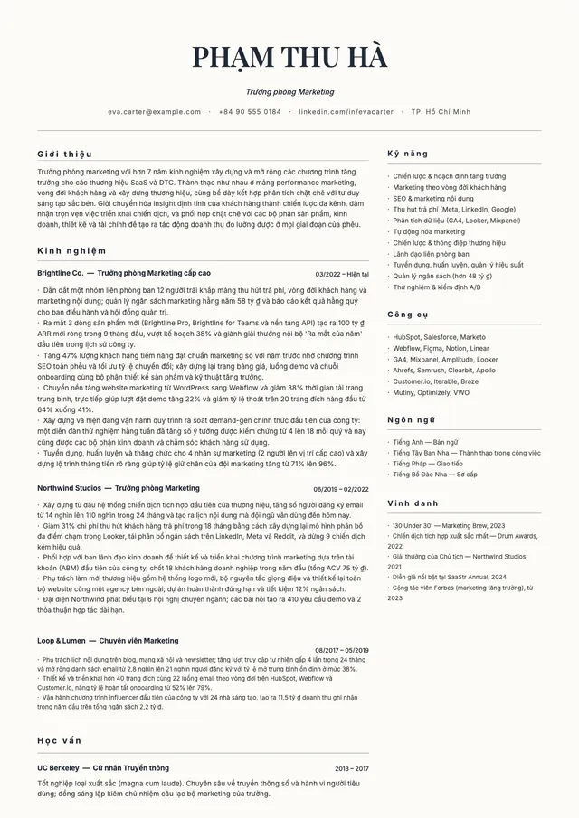 Mẫu CV xin việc tối giản