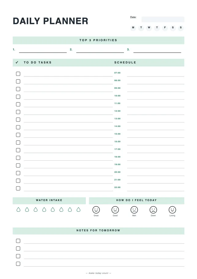 mint-daily-to-do-list form
