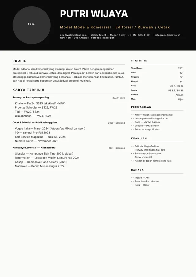 Templat CV Model