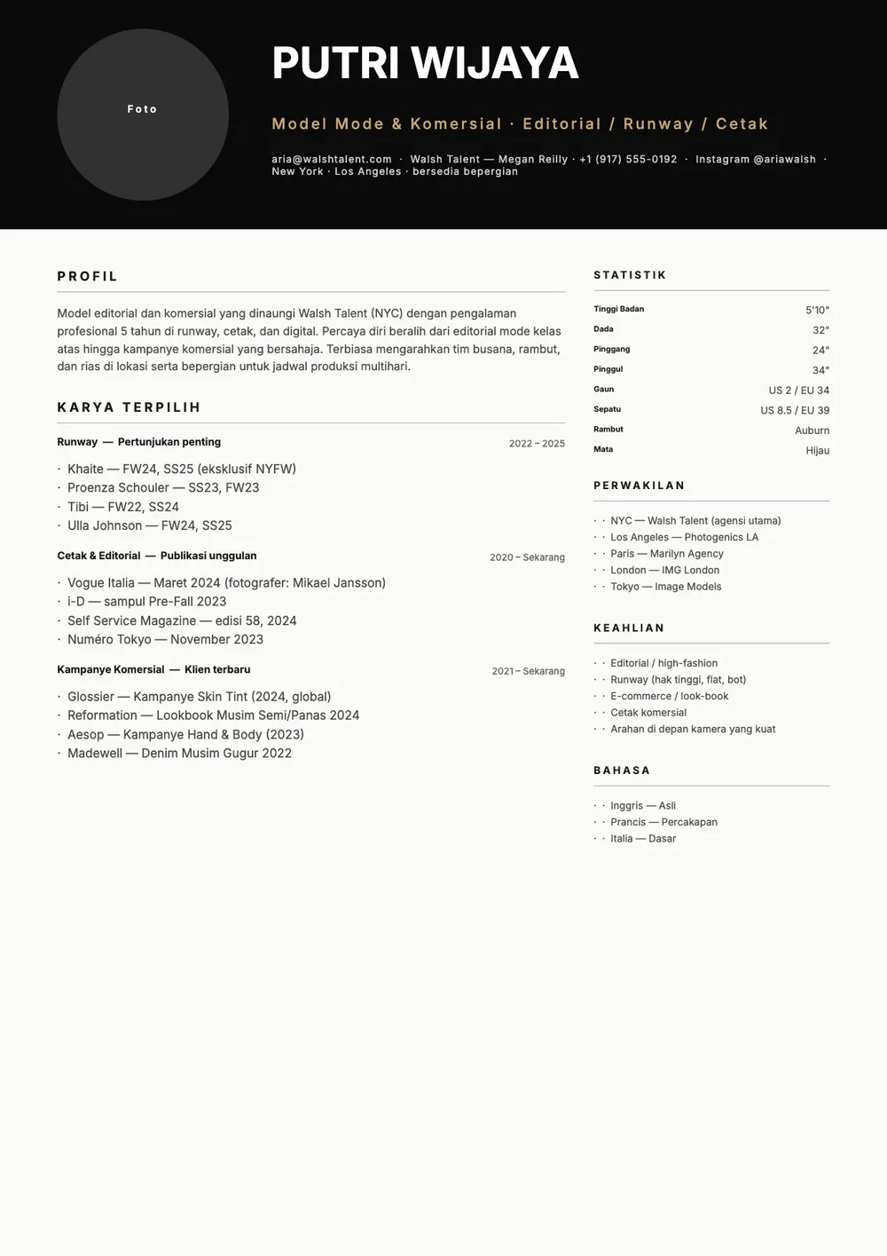 Templat CV Model