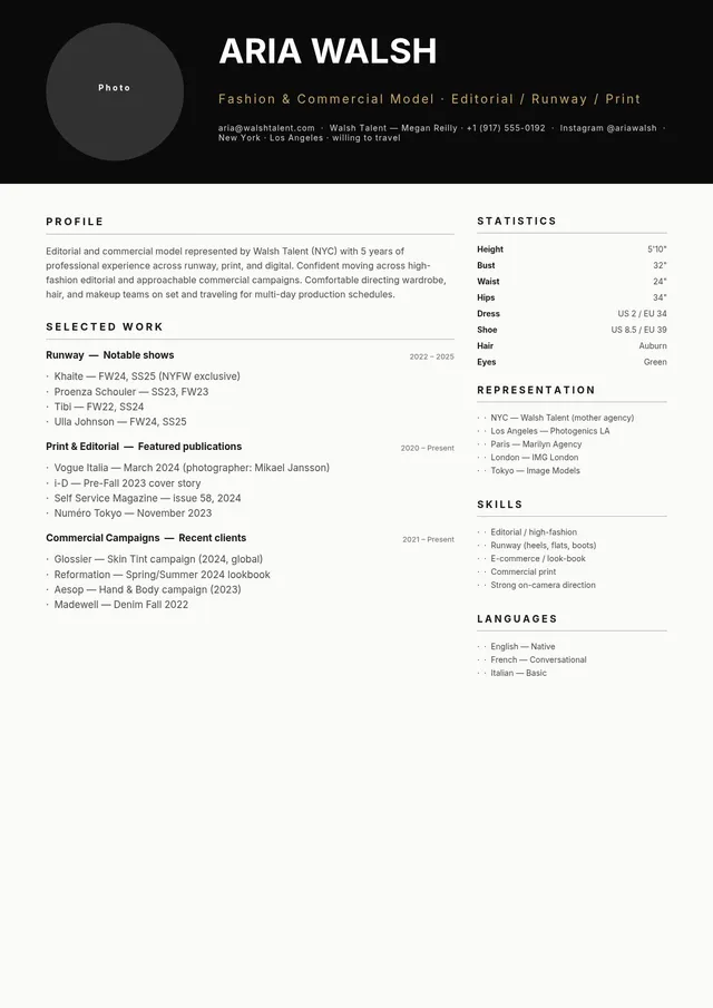 modeling-resume form
