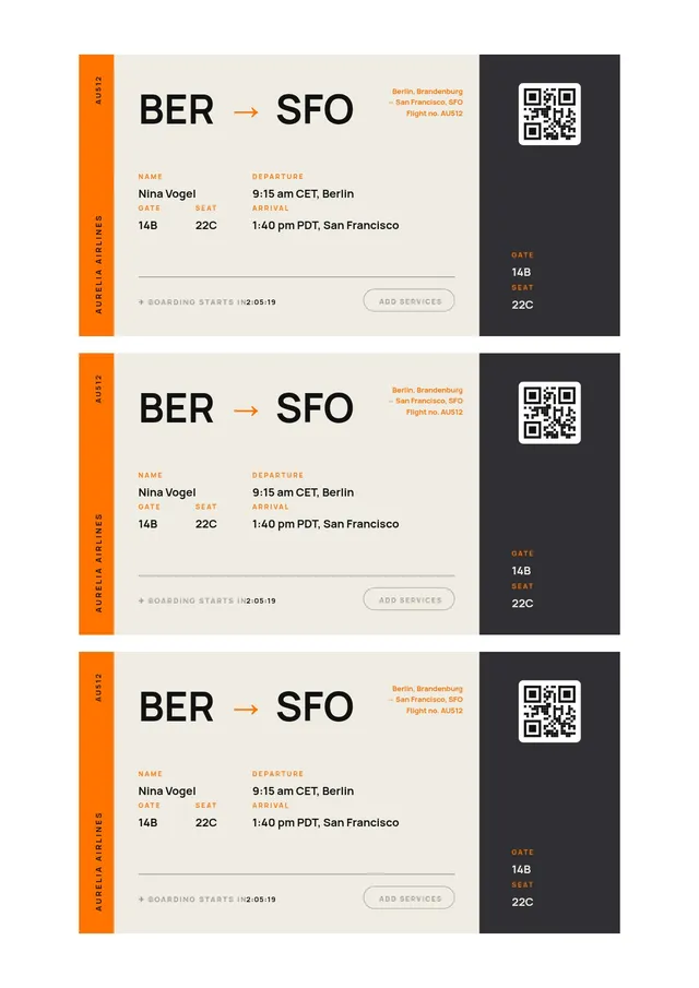 modern boarding pass template