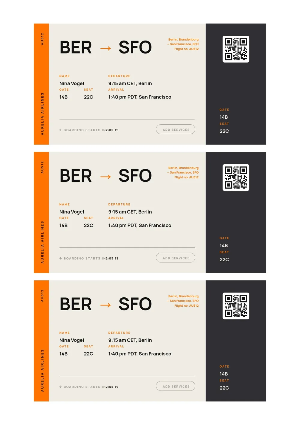 modern boarding pass template